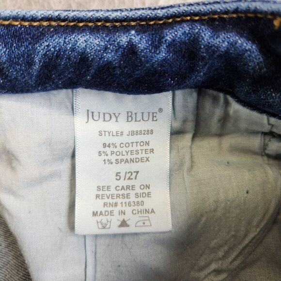 Judy Blue Jeans Womens 27 Blue Floral Embroidered High Rise Boyfriend Flowers - Picture 14 of 16